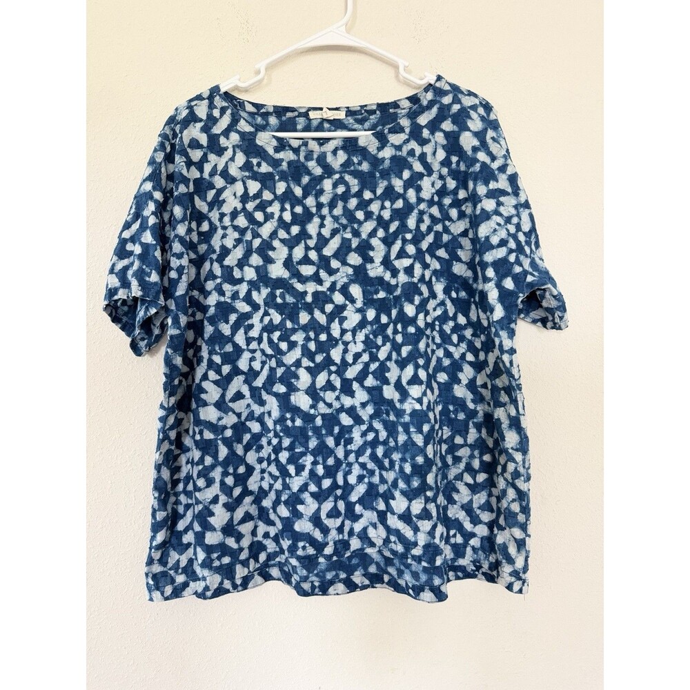 Eileen Fisher Organic Cotton T Shirt Bateau Neck Coastal Grandma Chic Top Artsy